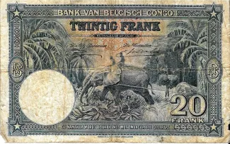 Belgian Congo 20 Francs, 1940-1950 reverse
