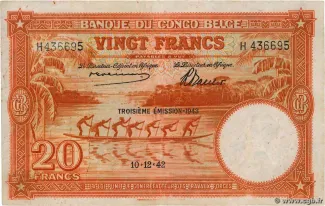 Belgian Congo 20 Francs, 1944 image