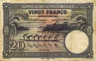 Belgian Congo 20 Francs, 1942 image