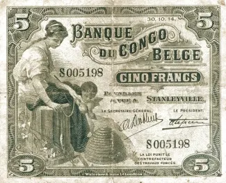 Belgian Congo 5 Francs, 1921 image
