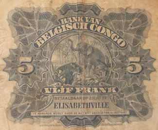 Belgian Congo 5 Francs, 1914-1924 reverse