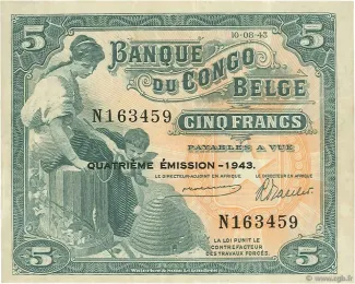 Belgian Congo 5 Francs, 1947 image