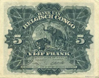 Belgian Congo 5 Francs, 1949-1952 reverse