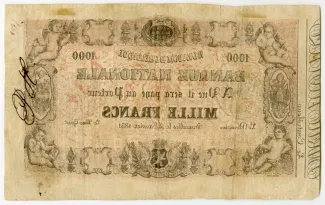 Belgium 1.000 Francs, 1851 reverse