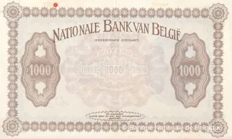 Belgium 1.000 Francs, 1914 reverse