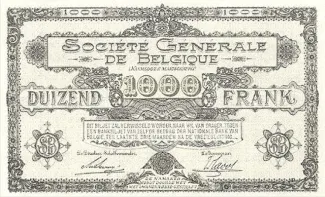 Belgium 1.000 Francs, 1915-1918 reverse