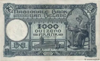 Belgium 1.000 Francs, 1922-1927 reverse