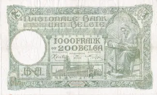 Belgium 1.000 Francs, 1939-1944 reverse
