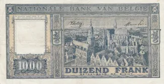 Belgium 1.000 Francs, 1944-1948 reverse