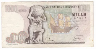 Belgium 1.000 Francs, 1961-1976 reverse