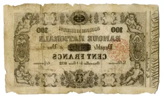 Belgium 100 Francs, 1852 reverse