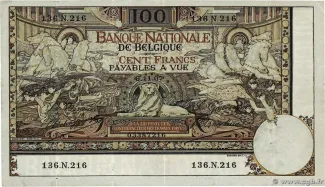 Belgium 100 Francs, 1908 image