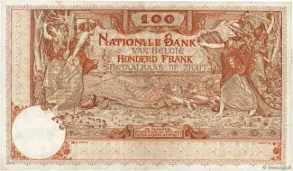 Belgium 100 Francs, 1909-1914 reverse