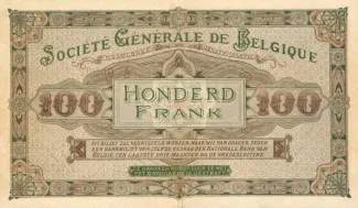 Belgium 100 Francs, 1914-1918 reverse