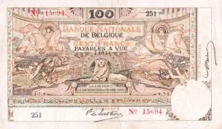 Belgium 100 Francs, 1914 image
