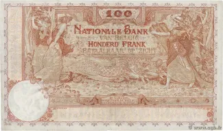 Belgium 100 Francs, 1919-1920 reverse