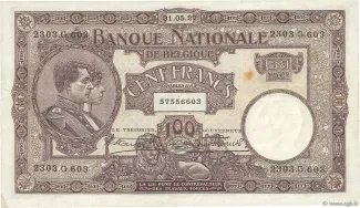 Belgium 100 Francs, 1927 image