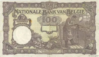 Belgium 100 Francs, 1921-1927 reverse