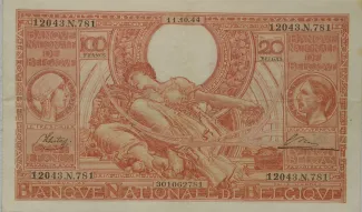 Belgium 100 Francs, 1944 image