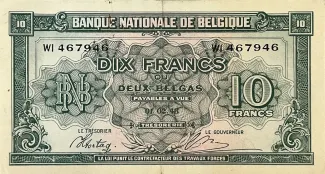 Belgium 10 Francs, 1943 image