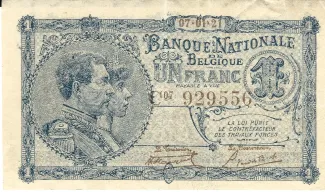 Belgium 1 Franc, 1922 image