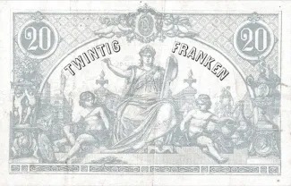 Belgium 20 Francs, 1892-1895 reverse