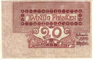 Belgium 20 Francs, 1896-1909 reverse