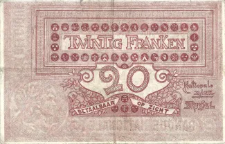 Belgium 20 Francs, 1910-1920 reverse