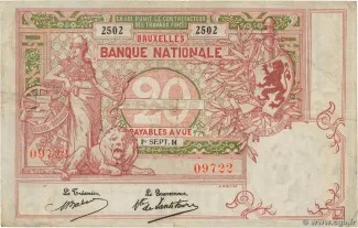Belgium 20 Francs, 1914 image