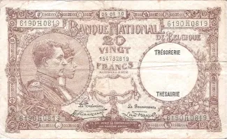 Belgium 20 Francs, 1940 image