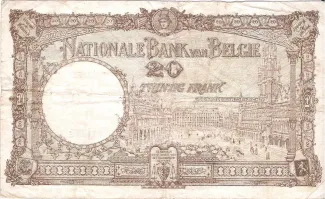 Belgium 20 Francs, 1926-1940 reverse