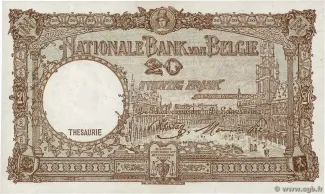 Belgium 20 Francs, 1940-1947 reverse