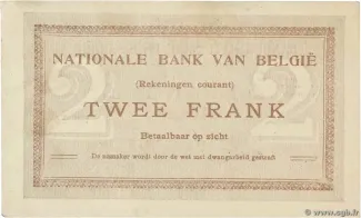 Belgium 2 Francs, 1914 reverse