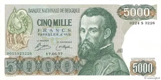Belgium 5.000 Francs, 1977 image