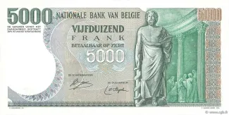 Belgium 5.000 Francs, 1971-1977 reverse