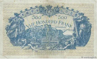 Belgium 500 Francs, 1910-1925 reverse