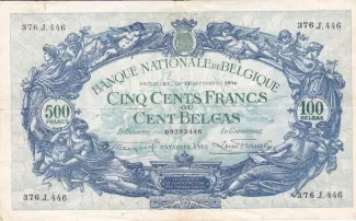 Belgium 500 Francs, 1936 image
