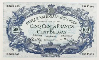 Belgium 500 Francs, 1943 image