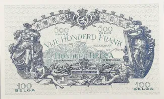 Belgium 500 Francs, 1938-1943 reverse