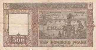 Belgium 500 Francs, 1944-1947 reverse