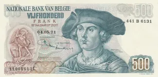 Belgium 500 Francs, 1975 image