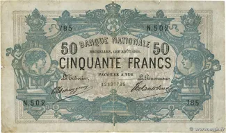 Belgium 50 Francs, 1908 image