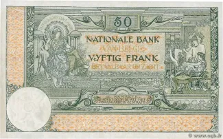 Belgium 50 Francs, 1909-1926 reverse