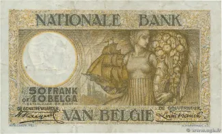 Belgium 50 Francs, 1927-1928 reverse