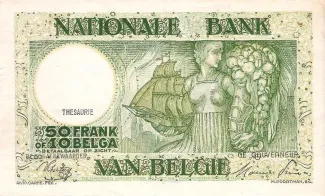 Belgium 50 Francs, 1935-1947 reverse