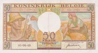 Belgium 50 Francs, 1948-1956 reverse