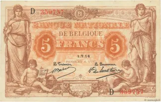 Belgium 5 Francs, 1919 image