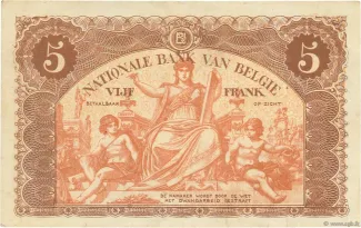 Belgium 5 Francs, 1914-1919 reverse