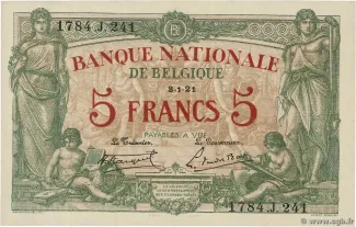 Belgium 5 Francs, 1921 image