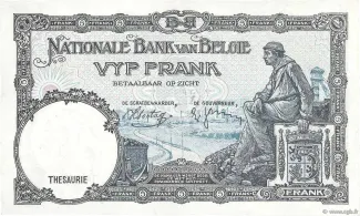 Belgium 5 Francs, 1938 reverse